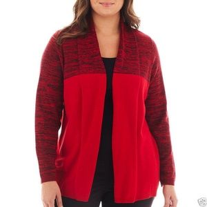 Worthington Winter Open Front Cardigan Cherry 1X